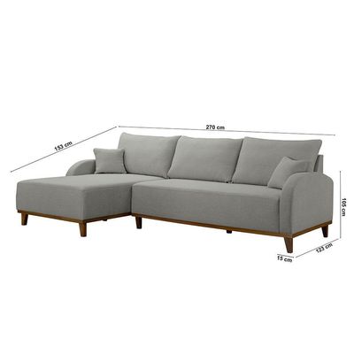 Sofá Albano Linho 250cm Chaise Lado Esquerdo Meu Sofá Online A230 Linho Cinza
