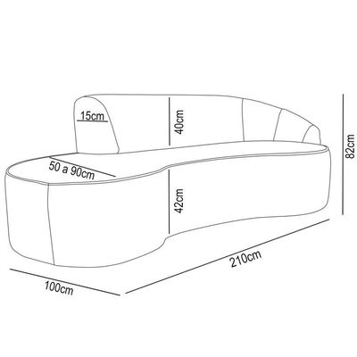 Sofá Living 3 Lugares 210cm Braço Direito Mozart D06 Bouclê Bege - Mpozenato