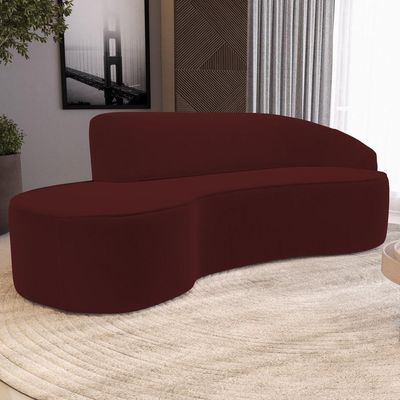 Sofá Living 3 Lugares 230cm Braço Direito Mozart D06 Veludo Vermelho - Mpozenato