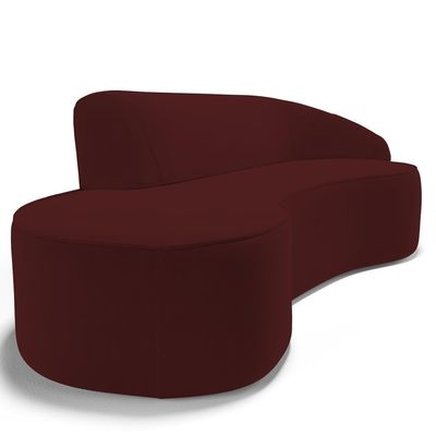 Sofá Living 3 Lugares 230cm Braço Direito Mozart D06 Veludo Vermelho - Mpozenato
