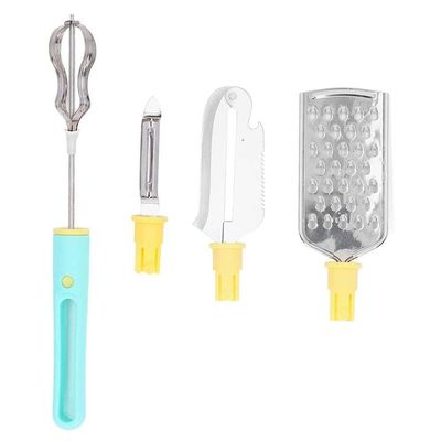 Conjunto Utensilios De Cozinha 4 Em 1 Ralador Faca Batedeira Descascador Aço Inox