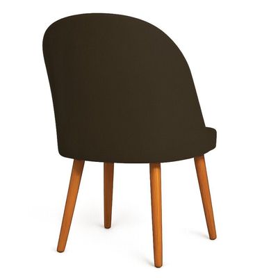 Kit 06 Cadeiras Poltrona De Jantar Luna Suede Marrom Pés Palito Castanho - Pallazio