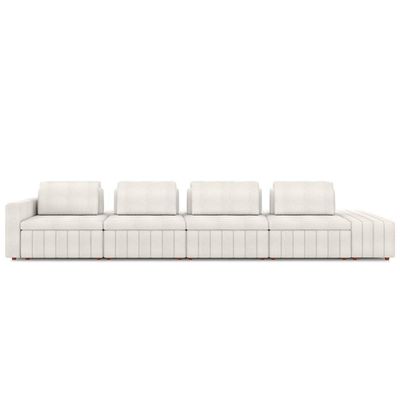 Sofá Ilha E Puff Sala Living 465cm Siesta M22 Boucle Bege Claro - Mpozenato