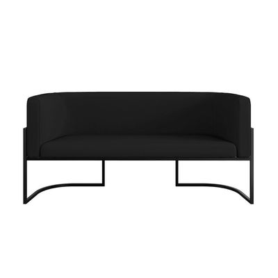 Sofá 2 Lugares Base Metal Preta Reforçada Recepção Corino Preto