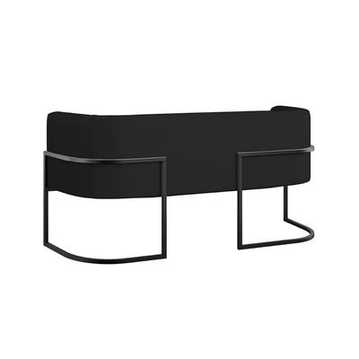 Sofá 2 Lugares Base Metal Preta Reforçada Recepção Corino Preto