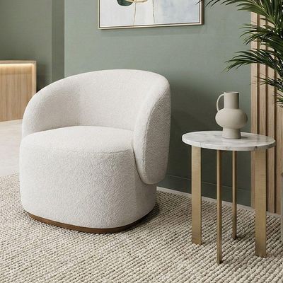 Kit 3 Poltronas Decorativa Premium Orgânica Para Recepção E Clinicas Em Bouclê Italiano Off White