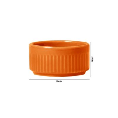 Kit Tigela 630ml e Ramekin 50ml em Porcelana Canelada Laranja Linha Assar e Servir Germer