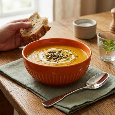 Kit Tigela 630ml e Ramekin 50ml em Porcelana Canelada Laranja Linha Assar e Servir Germer
