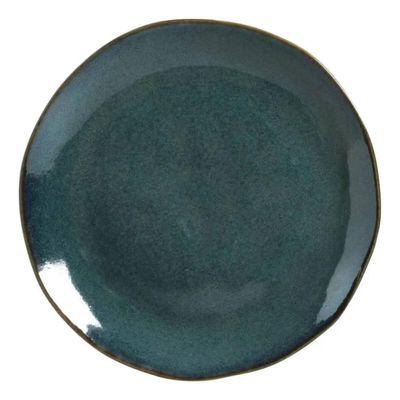 Jogo 12 Pratos Rasos Sushi em Cerâmica Orgânico Oceano Porto Brasil 26,5cm Azul Restaurante Japonês