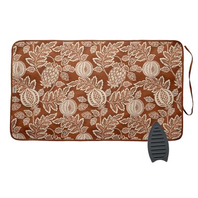 Tapete Magnético Dobrável de Passar em Algodão com Almofada de Fibra e Apoio de Silicone - Portátil, Lavável - Frutas e Floral - Vargottam 71,12 Cm × 121,92 Cm / Marrom