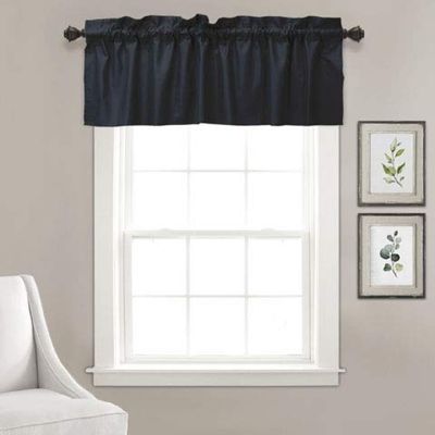 Bandô de Algodão Liso Decorativo com Bolso para Varão, Meia Cortina para Janela de Cozinha - Vargottam 91,4 Cm (L) × 76,2 Cm (C) – 2 Painéis / Azul