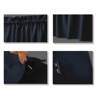 Bandô de Algodão Liso Decorativo com Bolso para Varão, Meia Cortina para Janela de Cozinha - Vargottam 91,4 Cm (L) × 76,2 Cm (C) – 2 Painéis / Azul