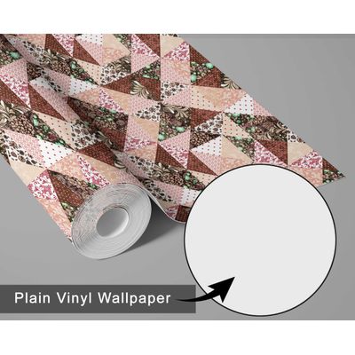 Papel de Parede Vinílico Autoadesivo Estampa Floral Geométrica Mural Estilo Asiático, Banheiro, Lavanderia e Closet Marrom - S4Sassy 63,5 cm (L) × 609,6 cm (C) / Marrom - Vinil Liso