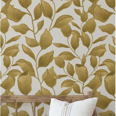 Papel Vinílico Autoadesivo Folhagem Chique À Prova d'água, Verde, Removível para Quartos, Salas, Espaços Alugados e Armários - S4Sassy 63,5 cm (L) × 609,6 cm (C) / Verde - Vinil Texturizado