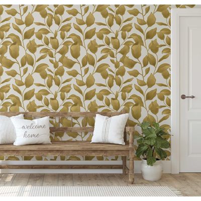 Papel Vinílico Autoadesivo Folhagem Chique À Prova d'água, Verde, Removível para Quartos, Salas, Espaços Alugados e Armários - S4Sassy 63,5 cm (L) × 609,6 cm (C) / Verde - Vinil Texturizado