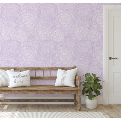 Adesivo de Parede Roxo Moderno Removível Papel Contact Vinílico Autoadesivo Floral de Linhas Finas à Prova d'água para Móveis - S4sassy 63,5 cm (L) × 609,6 cm (C) / Roxo - Vinil Texturizado
