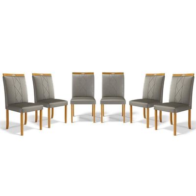 Kit Com 6 Cadeiras Ana Madeira Maciça Estofadas Para Mesa De Jantar Veludo Chumbo 109