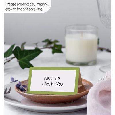 Pacote com 24 Cartões Tenda Sólida para Mesa  Casamento, Ação de Graças, Natal, Buffet  Cartões com Nome (Verde Pera) - Inkdotpot 10,16 Cm × 8,89 Cm / Verde