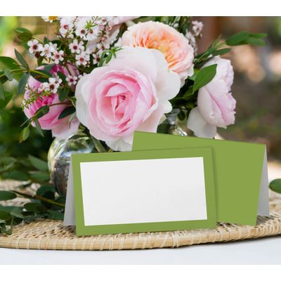 Pacote com 24 Cartões Tenda Sólida para Mesa  Casamento, Ação de Graças, Natal, Buffet  Cartões com Nome (Verde Pera) - Inkdotpot 10,16 Cm × 8,89 Cm / Verde
