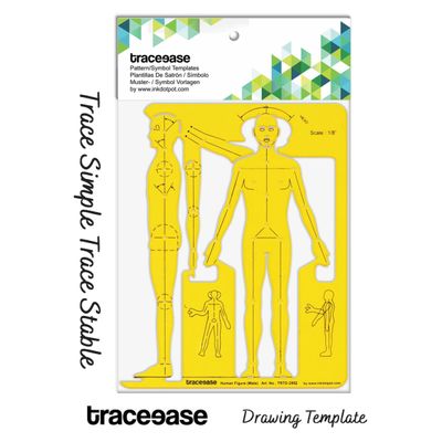 Traceease Stencil Figura Humana Completa — Contorno Masculino Frontal e Lateral para Conceito, Estudo, Proporções e Planejamento - S4Sassy Amarelo