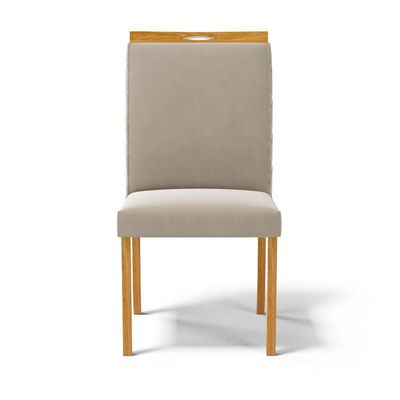 Kit Com 6 Cadeiras Agnes Madeira Maciça Estofadas Para Mesa De Jantar Veludo Bege 102