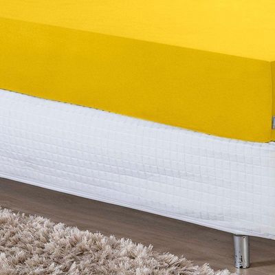 Jogo De Cama Solteiro Nobre 2 Peças Lençol Com Elástico De 30cm De Altura Malha 100% Algodão - Amarelo