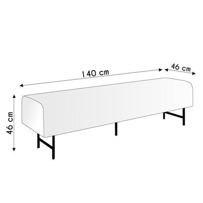 Puff Recamier Decorativo Pés Em Ferro 140cm Dublin P02 Linho Creme - Mpozenato