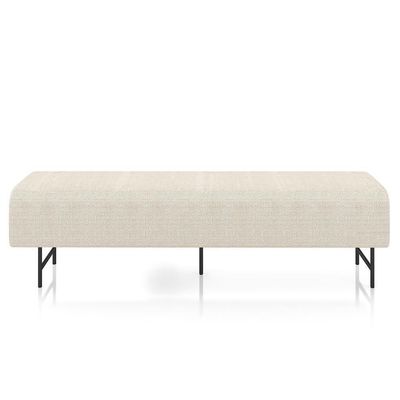 Puff Recamier Decorativo Pés Em Ferro 140cm Dublin P02 Linho Creme - Mpozenato