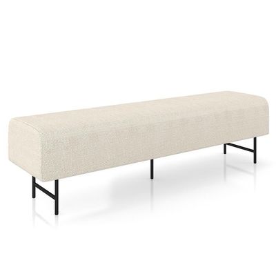 Puff Recamier Decorativo Pés Em Ferro 140cm Dublin P02 Linho Creme - Mpozenato