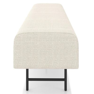 Puff Recamier Decorativo Pés Em Ferro 140cm Dublin P02 Linho Creme - Mpozenato