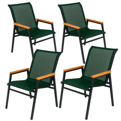 Kit 4 Cadeiras Jardim Gourmet área Externa Sala De Jantar Nossa Kasa Verde