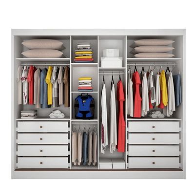 Guarda Roupa Casal Espelhado 8 Gavetas - Logan-branco - Móveis Horizonte