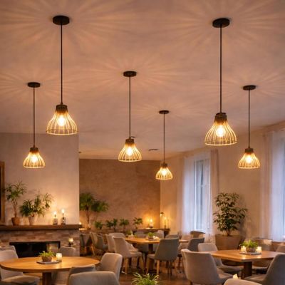 Kit 4 Pendentes Luminárias de Teto Bivolt MDF Dital Tiffany Iluminação Decorativa Sala Hall