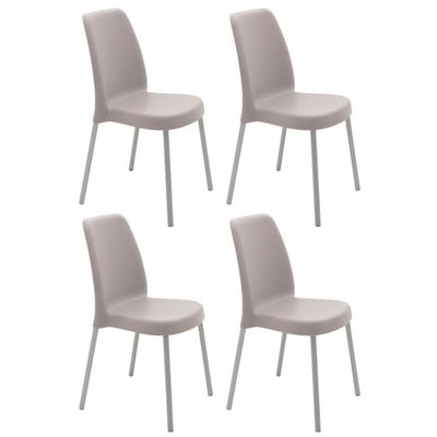 Kit 4 Cadeiras Plástica com Pernas em Alumínio Camurça Cozinha Tramontina Summa Vanda Elegante