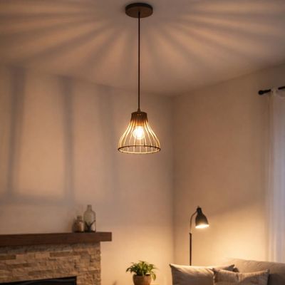 Kit 2 Lustres Pendentes Madeira MDF Tiffany Bivolt Dital E27 Iluminação Decorativa Sala Cozinha