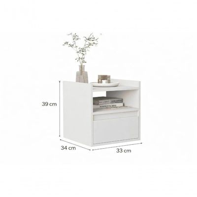 Mesa De Cabeceira Minerva Slim Suspensa Com Porta Basculante E Nicho Preto/cedro