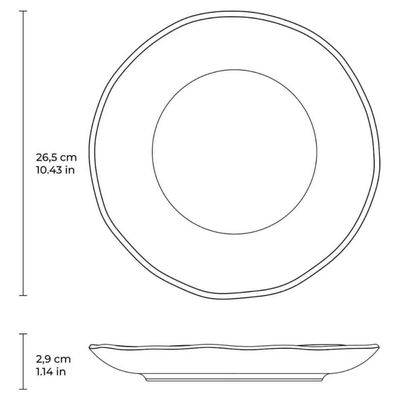Jogo 6 Pratos Rasos 26cm 6 Pratos Fundos 21cm Azul Cerâmica Orgânico Oceano Porto Brasil