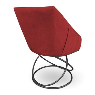 Kit 6 Poltronas Luxo Alana Suede Vermelho Base Luxo Preto - Pallazio