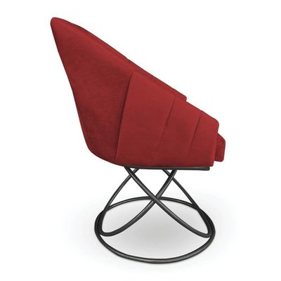 Kit 6 Poltronas Luxo Alana Suede Vermelho Base Luxo Preto - Pallazio