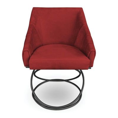 Kit 6 Poltronas Luxo Alana Suede Vermelho Base Luxo Preto - Pallazio
