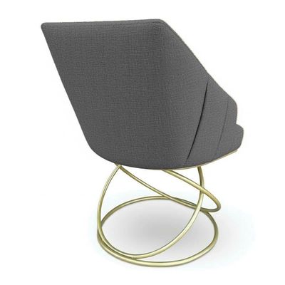 Kit 6 Poltronas Luxo Alana Linho Grafite Base Luxo Dourado - Pallazio