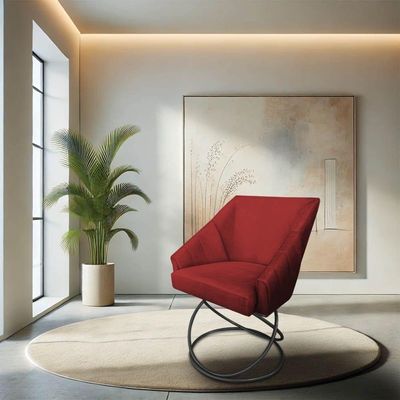 Kit 6 Poltronas Luxo Alana Suede Vermelho Base Luxo Preto - Pallazio