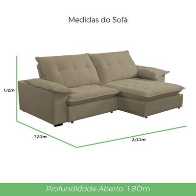 Sofá Retrátil E Reclinável Veludo 2,00m Lisboa - Conforto Premium E Design Elegante | Lansof Cores Capuccino