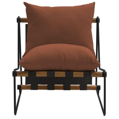 Poltrona Decorativa Turim Base Aço Preto Recouro Black Linho Telha - Nexta Casa