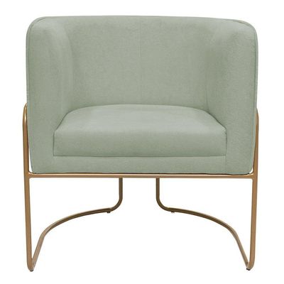 Poltrona Decorativa Betina Base Aço Ouro Fosco Bouclé Verde Claro - Nexta Casa