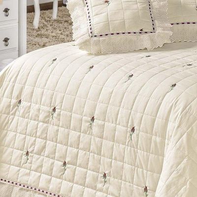 Kit Cobre Leito Felicitá Casal Queen 9 Peças Percal 200 Fios 100% Algodão Bordado - Branco