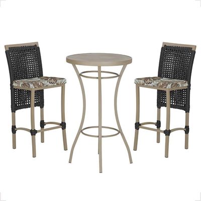 Mesa Bistrô E 2 Banquetas Roma Fendi Corda Estofado 5 Trama Preto