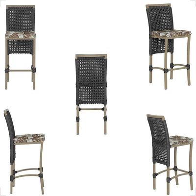 Mesa Bistrô E 2 Banquetas Roma Fendi Corda Estofado 5 Trama Preto