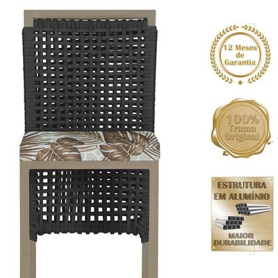 Mesa Bistrô E 2 Banquetas Roma Fendi Corda Estofado 5 Trama Preto