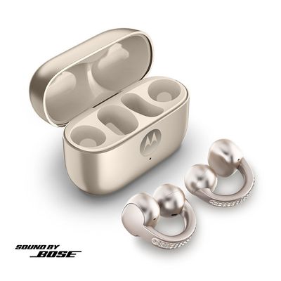 Fone de Ouvido Moto Buds Loop OWS Bluetooth Sound by Bose IP54 Bateria até 39h Swarovski Motorola Champagne / Bivolt